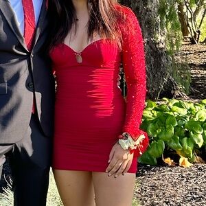 Oh Polly Red embellished homecoming dress🌹